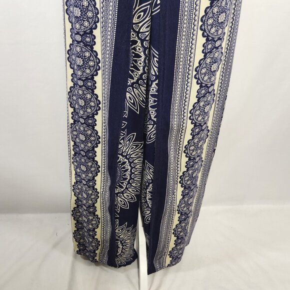Camaroha Sutra Women's Small Blue Floral Print Layered Split Wide Leg Pants Boho - Picture 3 of 15